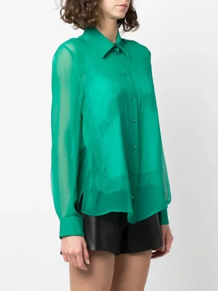 Cămașă Alberta Ferretti de mătase verde
