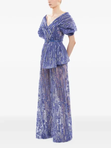Salopetă Saiid Kobeisy cu broderie violet