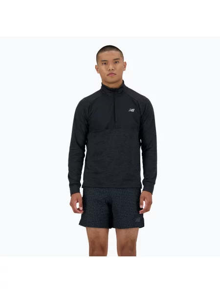 Longsleeve do biegania New Balance Athletics Heat Grid Zip black czarny