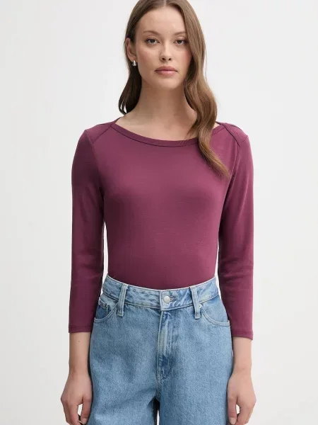 Блуза с дълги ръкави United Colors of Benetton розово виолетово