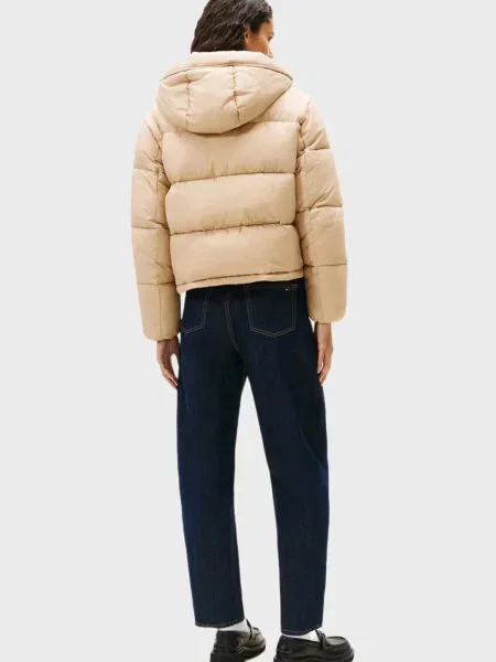 Джинсова куртка Tommy Jeans з капюшоном бежева