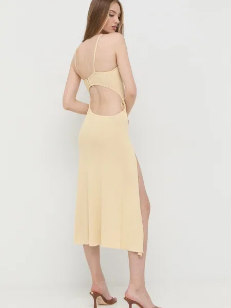 For Love & Lemons rochie maxi drept bej