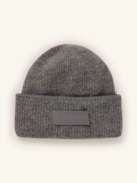 Jacquemus Čepice Le Bonnet Gros Grain S Alpakou šedá