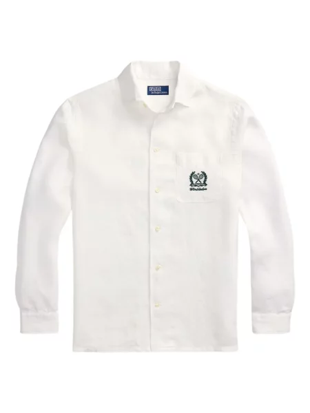 Tricou Polo Ralph Lauren din piele cu broderie în carouri maro