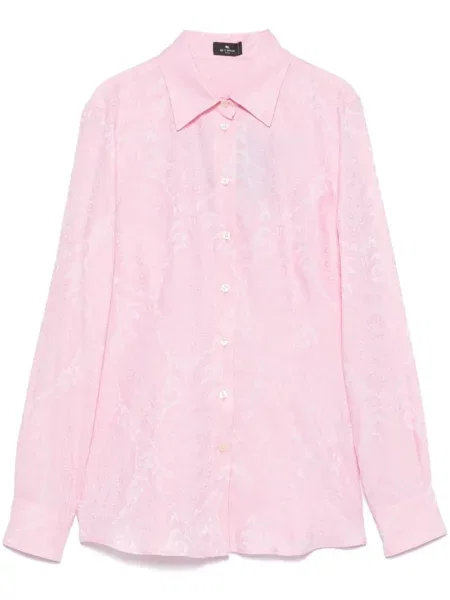 Cămașă Etro cu model paisley din jacard roz