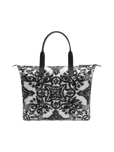 Torba Dolce And Gabbana z nadrukiem skórzana czarna