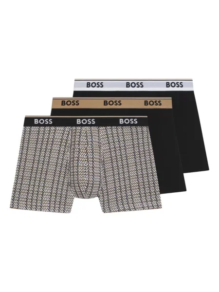 Boxeri Boss cu model herringbone cu autograf negru