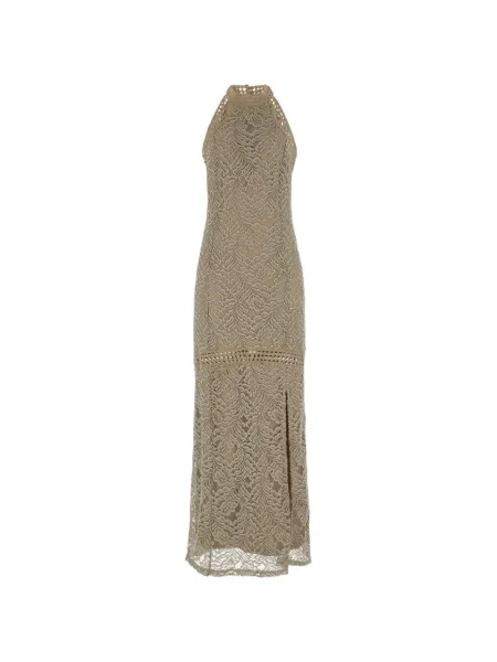 Rochie Guess din dantelă cu gât halter maro