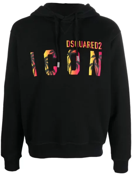 Hanorac cu glugă Dsquared2 cu glugă cu imagine negru