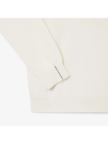 Lacoste Sweter Z Wysokim Kołnierzem I Zamkiem Kremowy biały