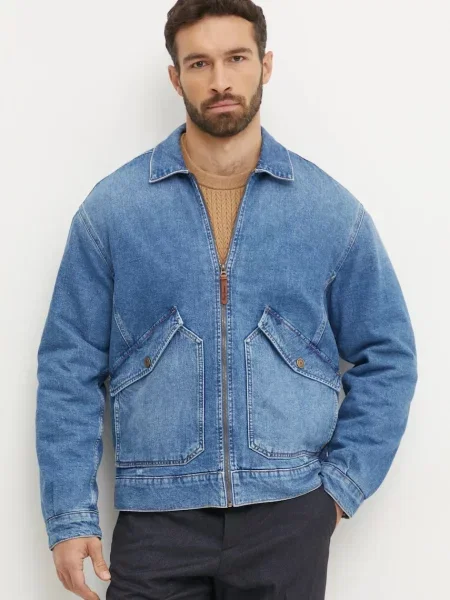 Pepe Jeans farmerdzseki EMMETT AZURE férfi átmeneti oversize kék