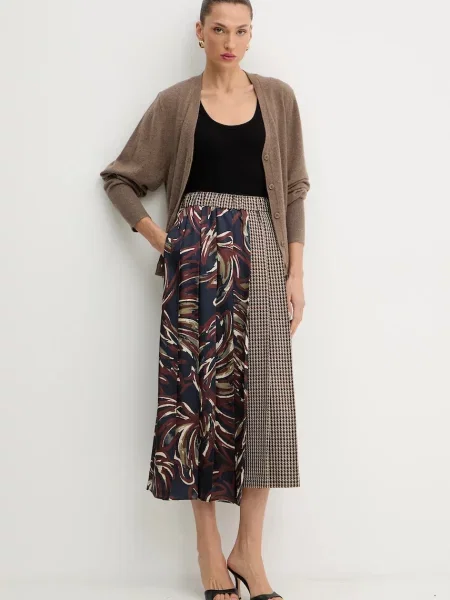 Спідниця з додаванням вовни Weekend Max Mara FANALE midi розкльошена синій