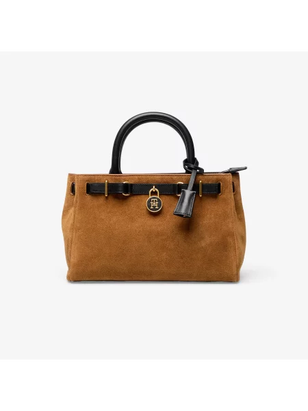 Tommy Hilfiger Τσάντα American Icon Mini Tote Suede Le Ανοιχτό καφέ