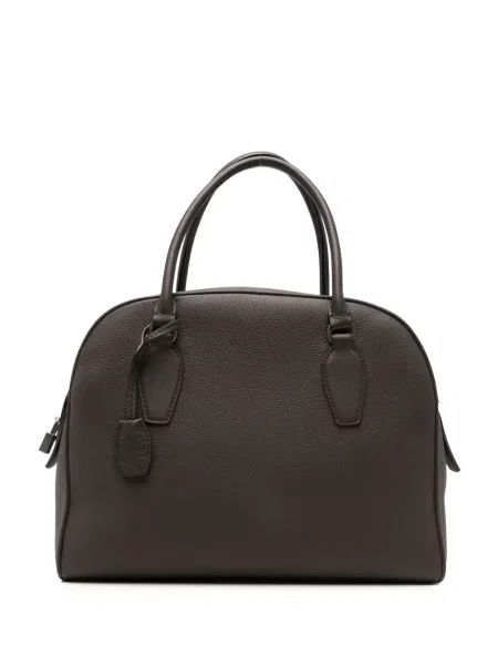 Kožená shopper kabelka The Row hnědá