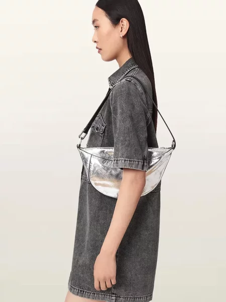 Кожаная сумка хобо Allsaints