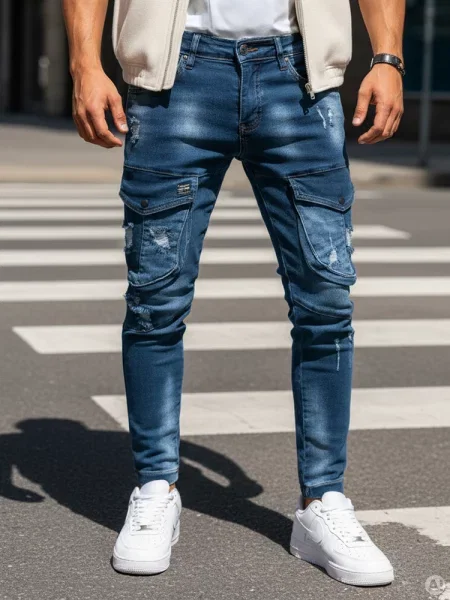 Joggery cargo jeansowe Dstreet niebieskie
