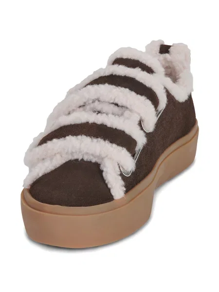 INUIKII Teniși din piele VELCRO | shearling maro