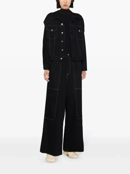 Džinsai Mm6 Maison Margiela aukštu liemeniu juoda