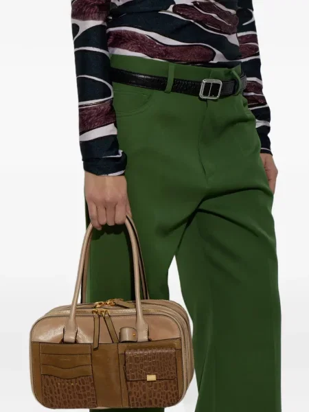 Kožená shopper kabelka Marni hnědá