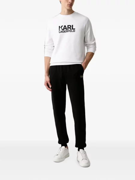 Бягане панталон Karl Lagerfeld с принт с връзки черно