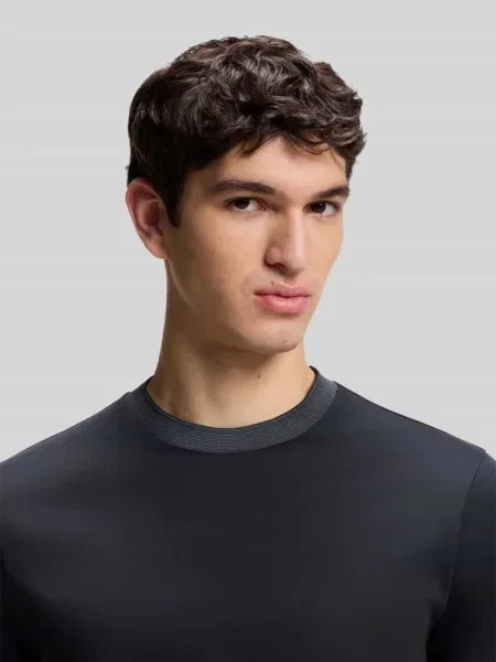 T-shirt o kroju slim fit z czystej bawełny model H-TESSLER Boss niebieska