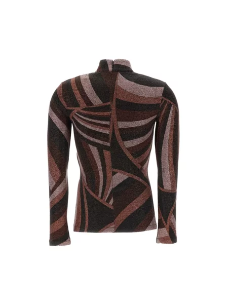 Sweter z golfem Pucci z nadrukiem brązowy