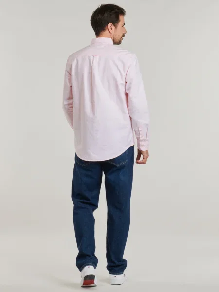 Cămașă Tommy Jeans din țesătură twill roz