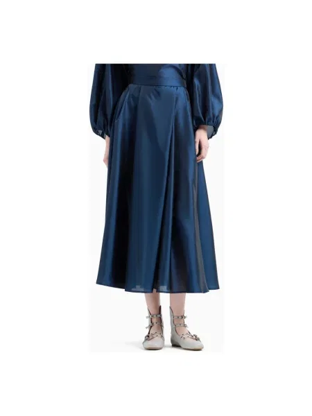 Spódnica midi Emporio Armani w kształcie litery A plisowana niebieska