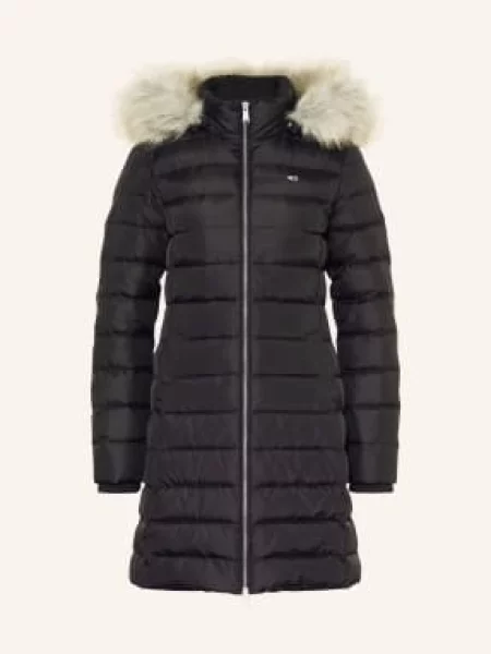 Tommy Jeans Zimní kabát ESSENTIAL béžový melír černá