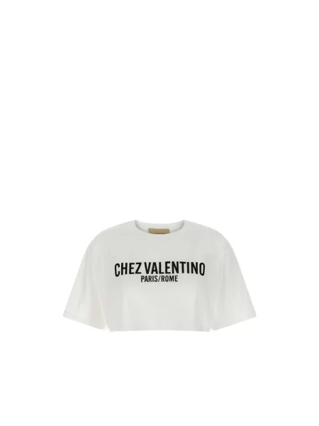 Lniana koszulka Valentino z nadrukiem beżowa