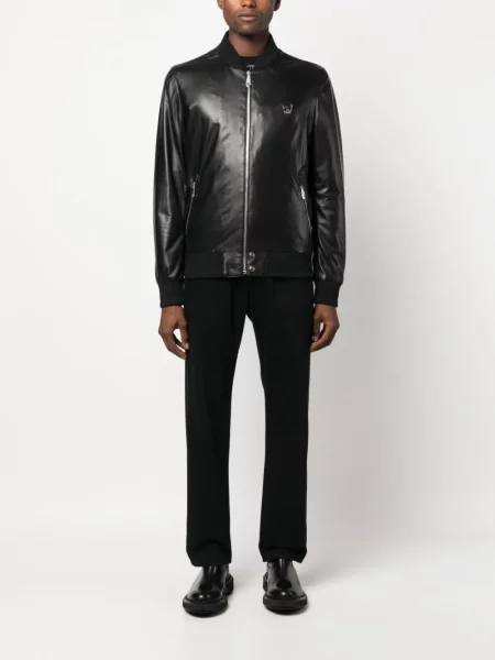 Odinė striukė Philipp Plein juoda