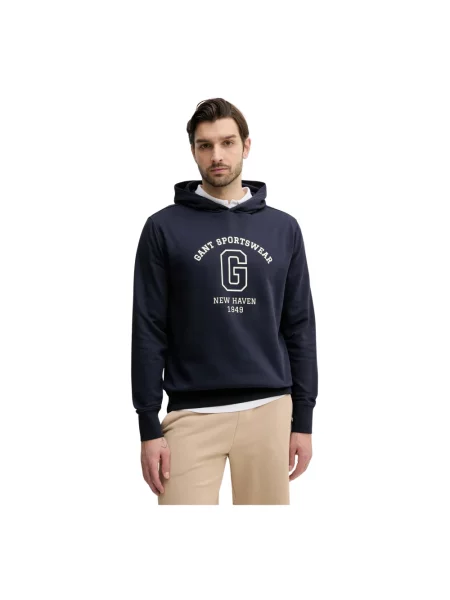 Bluza z kapturem Gant niebieska