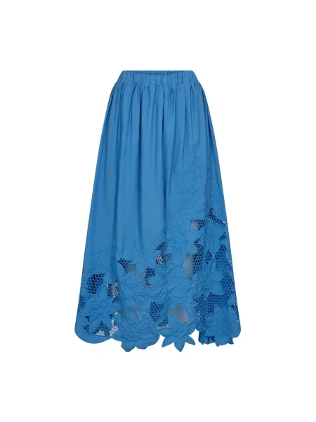 Lniana długa spódnica maxi Mos Mosh niebieska