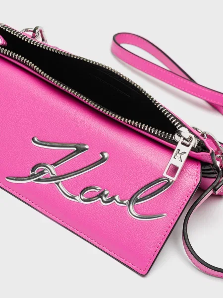 Шкіряна сумка Karl Lagerfeld K/Signature рожева