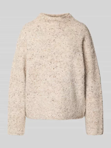 Sweter z dzianiny z prążkowanymi wykończeniami model ‘Grsnemes’ Free/quent beżowy
