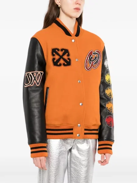 Geacă Off-white cu broderie alb