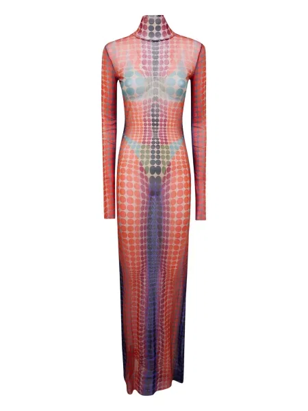 Rochie maxi Jean Paul Gaultier cu buline de costum portocaliu