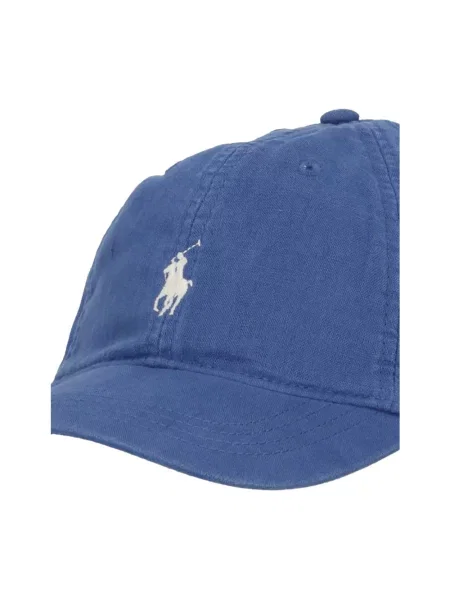 Lniana czapka z daszkiem Polo Ralph Lauren niebieska