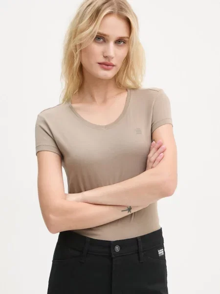 Тениска G-Star Raw бежово