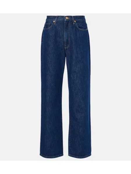 Spodnie Tove z wysoką talią niebieskie