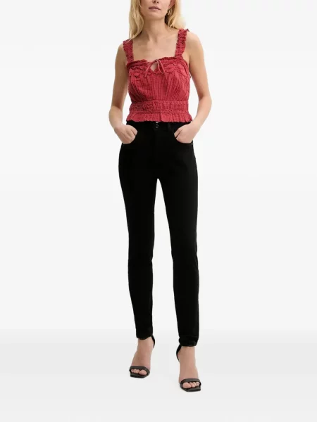 Top Guess cu broderie roșu