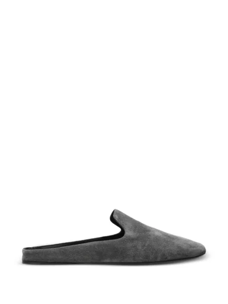 Papuci tip mules Max Mara din piele de căprioară gri