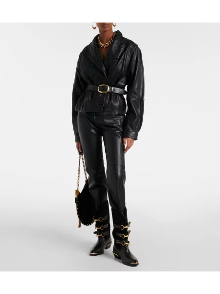 Pantaloni Isabel Marant din piele negru