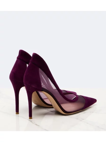 Pantofi cu toc Gianvito Rossi din piele de căprioară violet