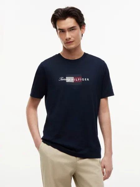 TOMMY HILFIGER Tricou bleumarin / roșu alb