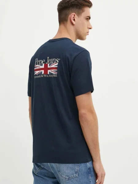 Тениска Pepe Jeans ALFIE с принт тъмносиньо