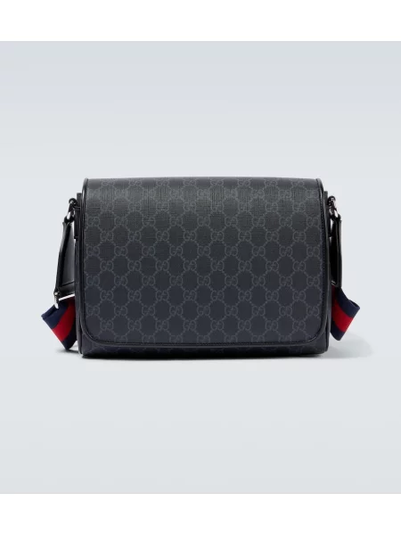 Kožna crossbody torbica Gucci crna