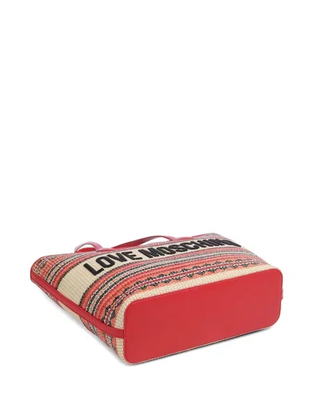 Ριγέ τσάντα Love Moschino με αυτόγραφο κόκκινο