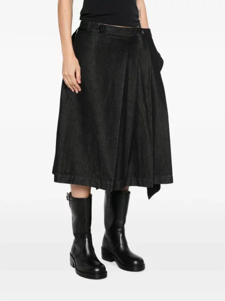 Fustă midi Y-3 asimetrică negru