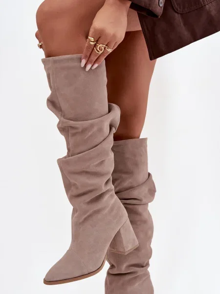 Велурени ботуши Zazoo кафяво